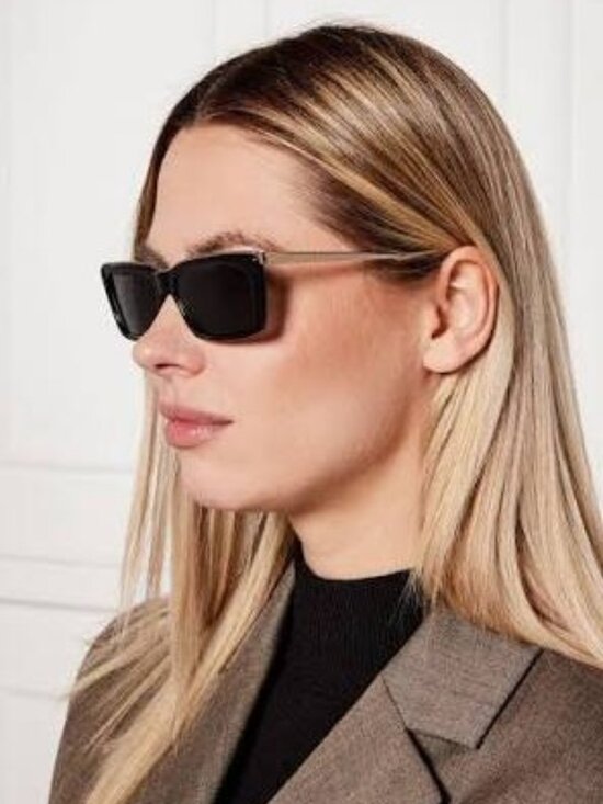 NWT Saint Laurent SL766/F 001 Black Gold Unisex Sunglasses Authentic
